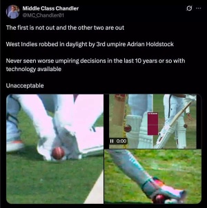 Umpiring Errors Ignite Controversy in West Indies-Australia Test, Sparking Outrage and Calls for Consistency