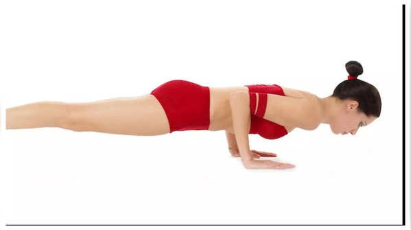 Chaturanga pose strengthens arms and core