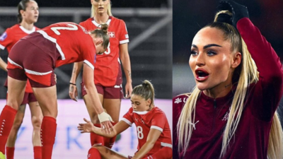 Alisha Lehmann looks dejected after Switzerland's heavy loss