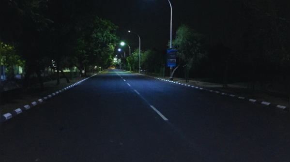 A ghostly figure on the roads of Delhi Cantonment.