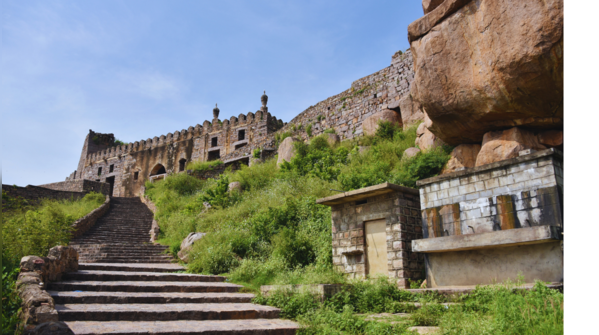 The imposing Golconda Fort in Hyderabad.