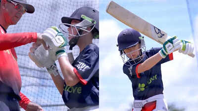 Fletcher Ponting practices batting with Washington Freedom