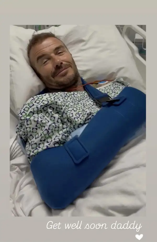 David Beckham in hospital after wrist surgery