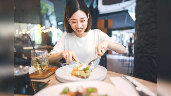Woman enjoying a healthy, balanced meal