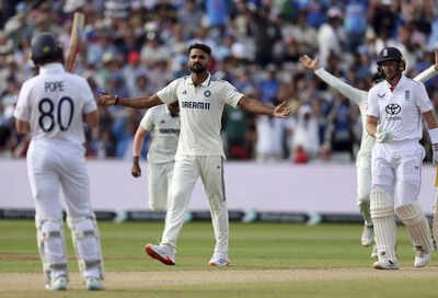 Akash Deep celebrates a wicket against England