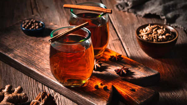 Aromatic cinnamon tea steaming in a cup