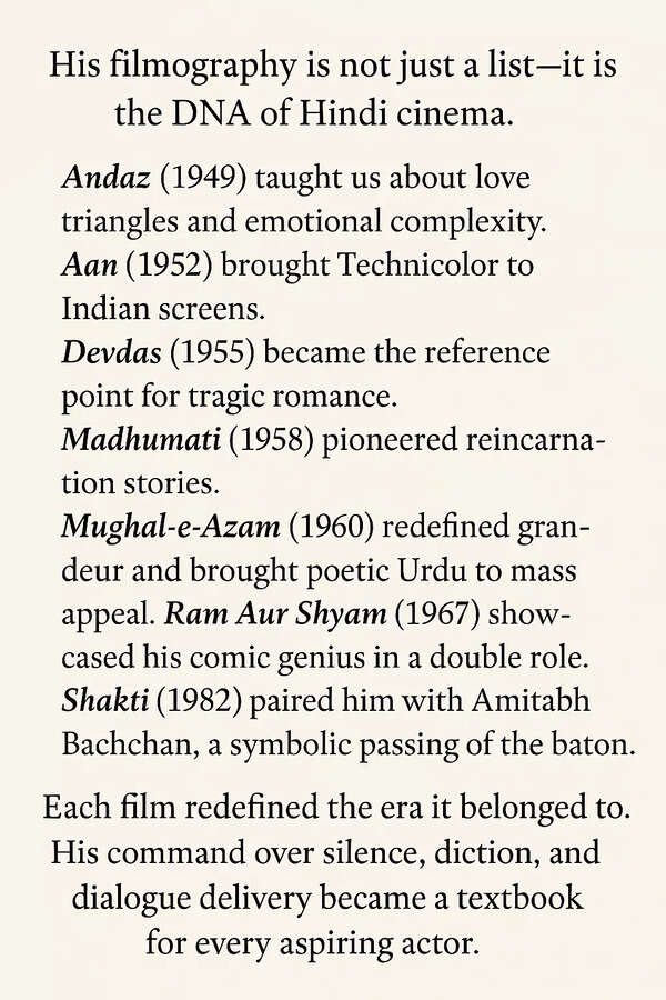 A collage showcasing iconic Dilip Kumar films